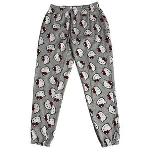 Hello Kitty Womens Sweatpants Joggers Gray Allover Print Sanrio M Hybrid Apparel